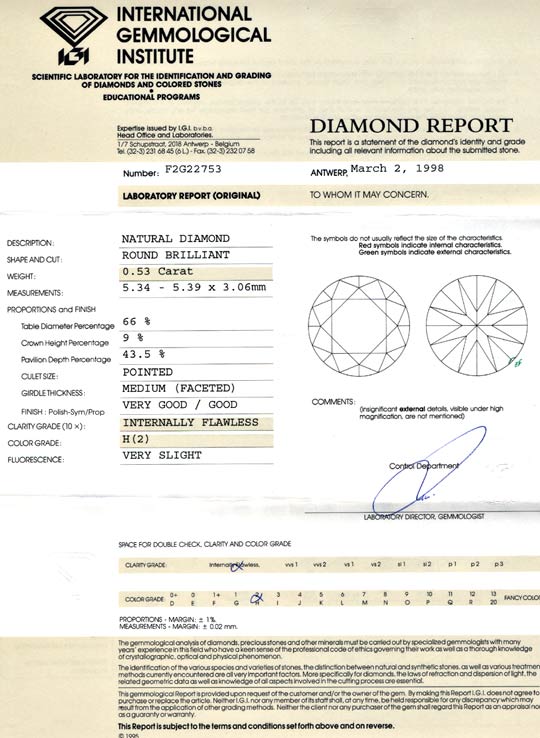 Foto 9 - Diamant IGI! 0,53ct Brillant Lupenrein Wesselton, D5650