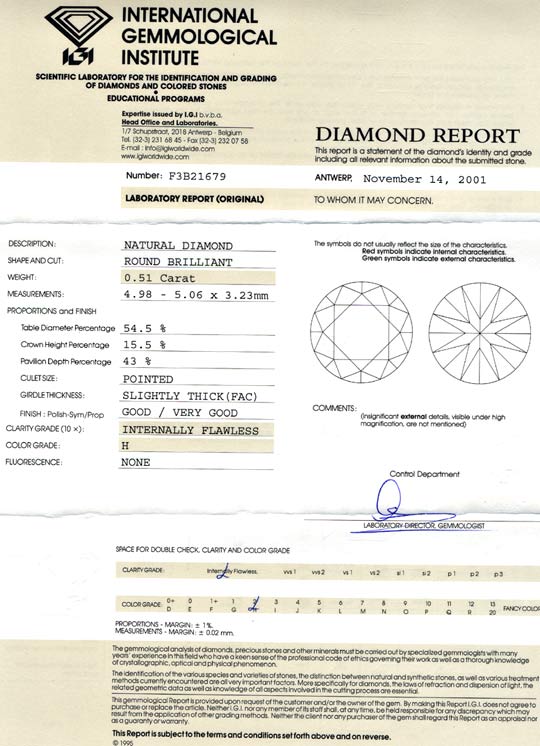 Foto 9 - Diamant IGI! 0,51 Brillant Lupenrein Wesselton H, D5652