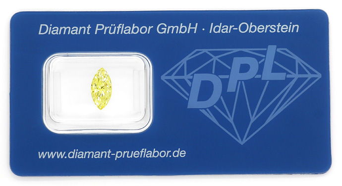 Foto 1 - Diamant 1,062ct Fancy Vivid Yellow Zitrone Navette, DPL, D6669