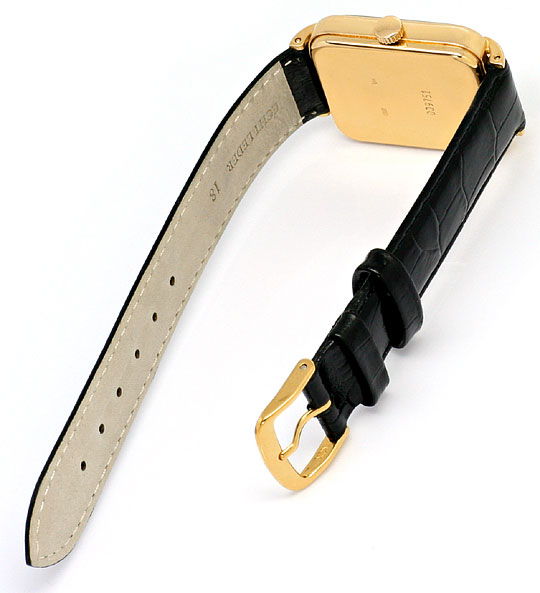 Foto 3 - Alte Herren-Armbanduhr Rotgold Lederband Tolle Ansaetze, U1603